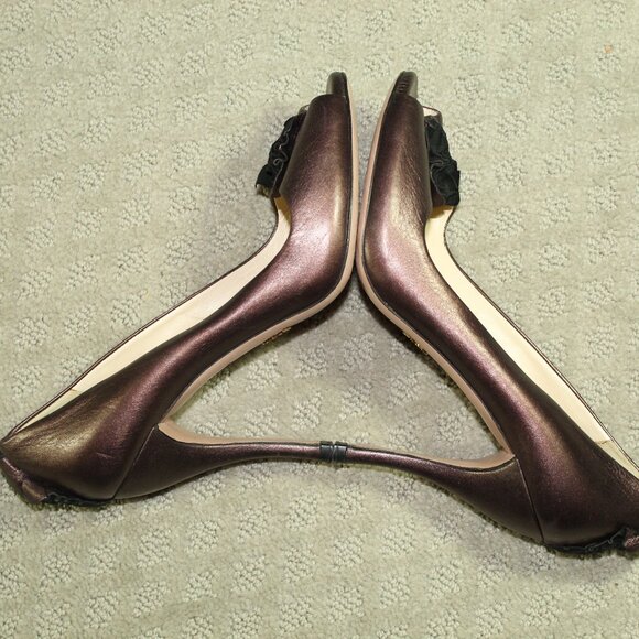 Authentic Prada Womens Brown Leather Peep Toe Stiletto Pump Heels Size 36 - Picture 4 of 7